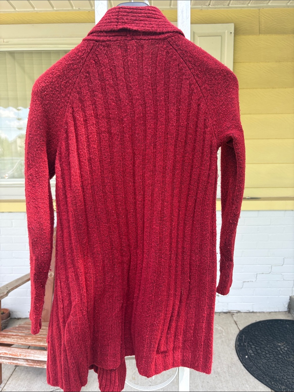 croft & barrow Deep Red Ribbed Open-Front Cardigan - Picture 5 of 5